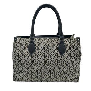 Guess Gray & Black Monogram Canvas Satchel Bag